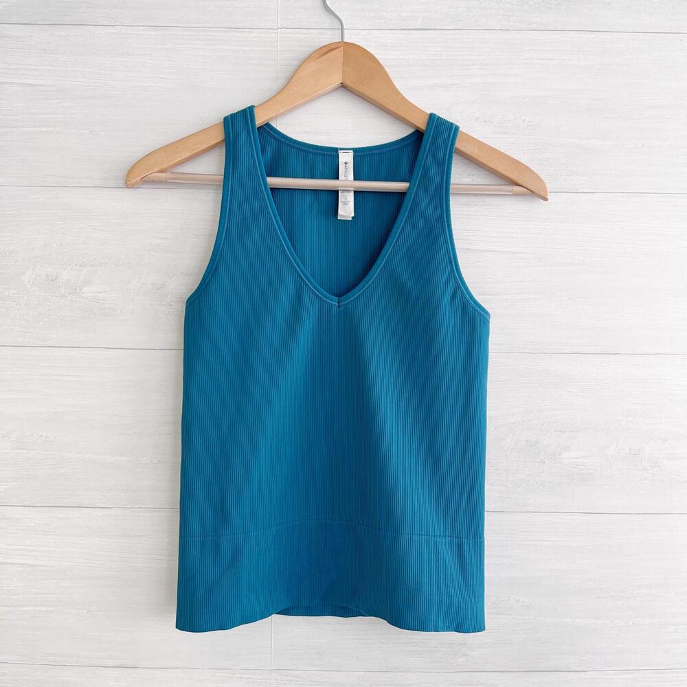 Athleta - Dark teal green ribbed v-neck Aurora camisole tank, S